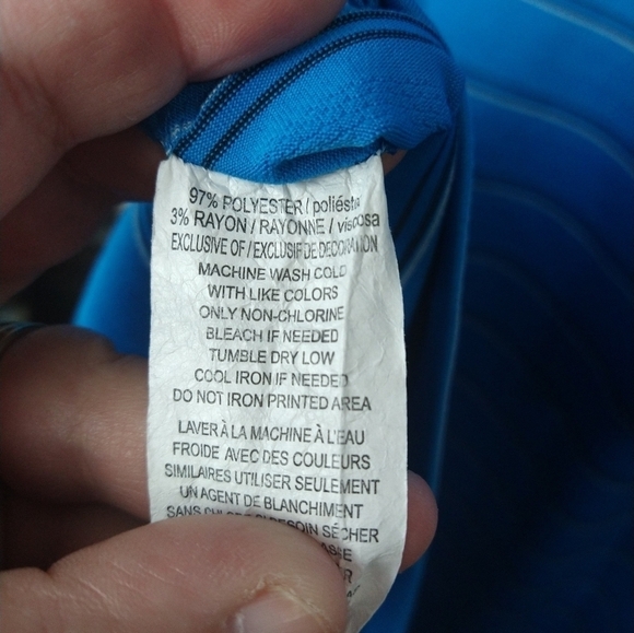 Pga tour airflux men's blue black white striped polo shirt. Size 2X - Picture 8 of 10